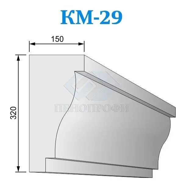Фасадные межэтажные карнизы из пенопласта КМ-29, ПСБ-С-25Ф. Фасадный декор из пенопласта от компании ООО «ПеноПрофи» - фото 1
