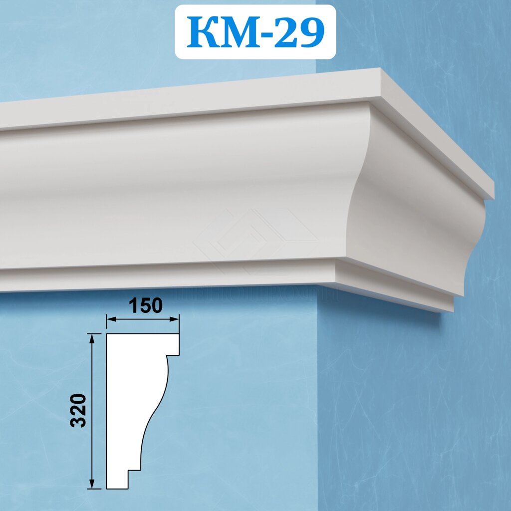 Фасадные межэтажные карнизы из пенопласта КМ-29, ПСБ-С-25Ф. Фасадный декор из пенопласта от компании ООО «ПеноПрофи» - фото 1