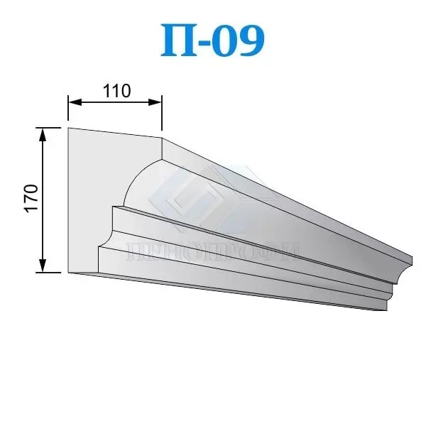 Фасадные подоконники из пенопласта (пенополистирола) П-09, ПСБ-С-25Ф. Фасадный декор из пенопласта от компании ООО «ПеноПрофи» - фото 1