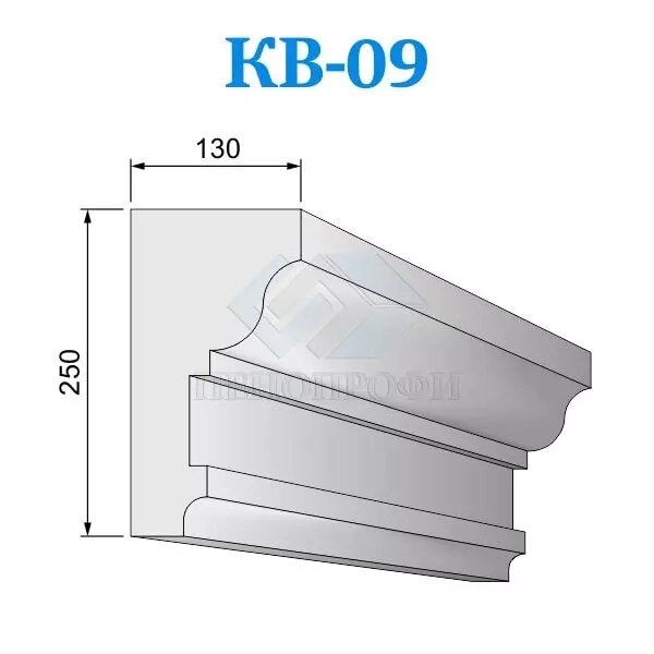 Фасадные венчающие карнизы из пенопласта КВ-09, ПСБ-С-25Ф. Фасадный декор из пенопласта от компании ООО «ПеноПрофи» - фото 1