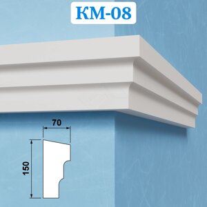 Фасадные межэтажные карнизы из пенопласта КМ-08, ПСБ-С-25Ф. Фасадный декор из пенопласта в Нижегородской области от компании ООО «ПеноПрофи»