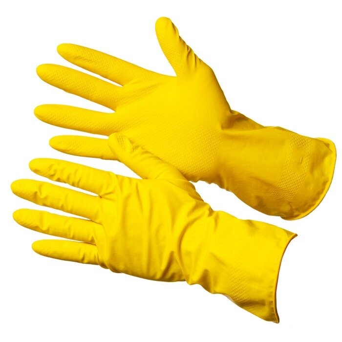 Перчатки латексные Lotos желтый от компании ИП Коновалов Д.А. - фото 1