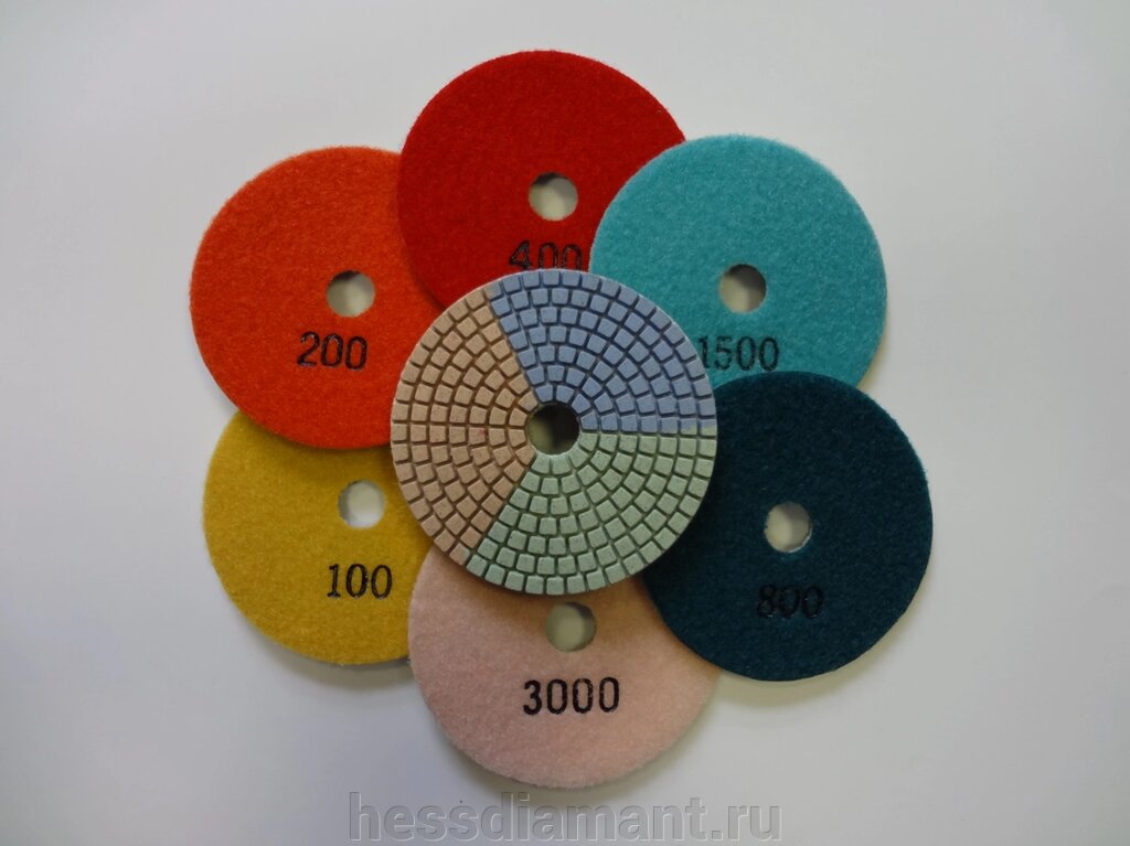 АГШК Алмазные гибкие круги  Триколор (3color) Ø 100 мм с водой от компании МКК-Диамант Групп - фото 1