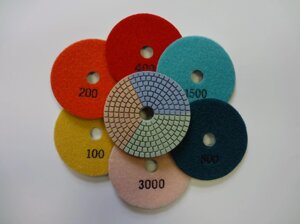 АГШК Алмазные гибкие круги Триколор (3color)100 мм с водой