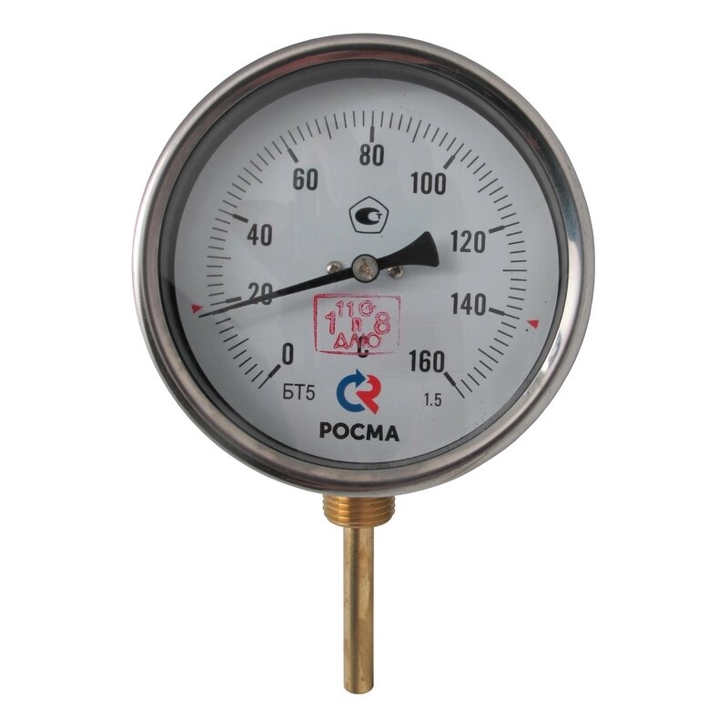 БТ-52.211(0-160C)М20х1,5.64.1,5 ТЕРМОМЕТР биметалл. 100 мм, ТИП - БТ-52 корпус - хромированная сталь, шток радиальный 64 от компании ООО Партнер - фото 1