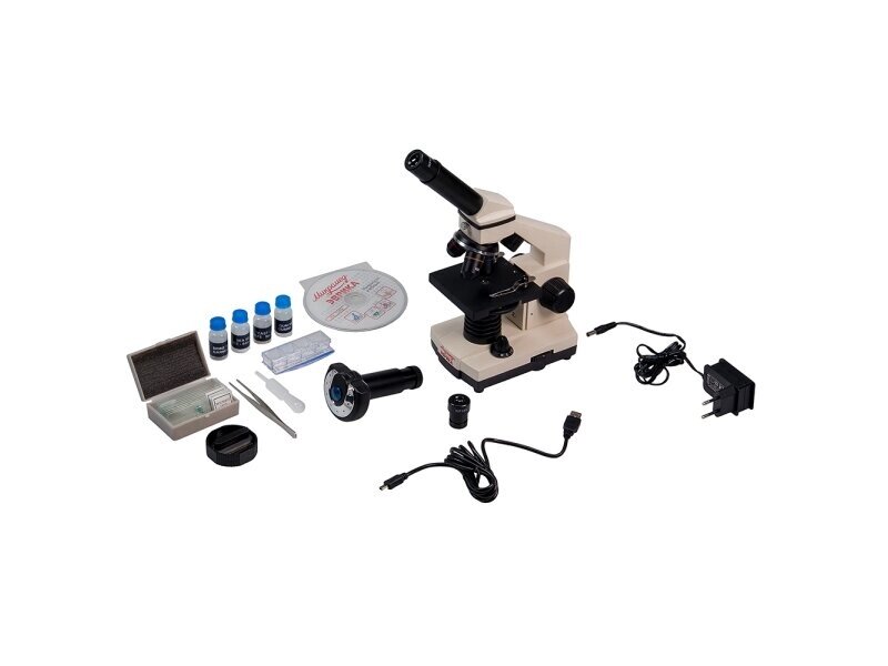 Микроскоп школьный Эврика 40х-1280х с видеоокуляром в кейсе от компании ООО Партнер - фото 1
