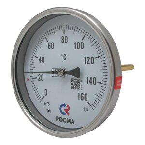 БТ-51.211(0-160C)М20х1,5.64.1,5 ТЕРМОМЕТР биметалл. 100 мм, ТИП - БТ-51 корпус - хромированная сталь, шток осевой 64х6мм
