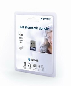 Адаптер Bluetooth, ультратонкий корпус, v. 4.0, 50 метров, до 24 Мбит/сек, USB BTD-MINI5 "Gembird"