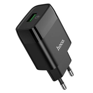 Адаптер постоянного тока Hoco C72Q, 1гн. USB 5В, 3,0А QC3.0, чёрный