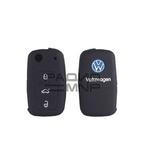Чехол резиновый для смарт-ключа Volkswagen Passat, Golf, PoLo, Tiguan, Touran, Touareg (выкидной, 3 кнопки)