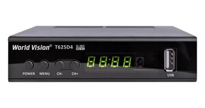 Цифровой эфирный ресивер World Vision T625D4 (DVB-T2/T/C, IPTV, USB, металл-пластик, кнопки, дисплей)