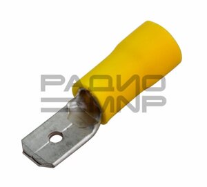 Клемма плоская изолированная штекер жёлтая 6.3 мм 4-6 кв. мм. (РПи-п 6.0-(6.3 "Rexant"