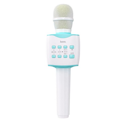 Микрофон с колонкой "Hoco" BK5 (Bluetooth, USB, MicroSD, AUX, динамик, бело-синий)