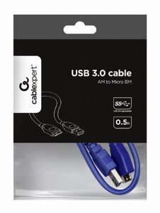 Шнур USB (A) шт. 5 pin micro USB (B) шт. 0,5м USB 3.0 "Cablexpert"