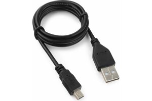 Шнур USB (A) шт. 5 pin mini USBшт. 1,0м, черный "Гарнизон"