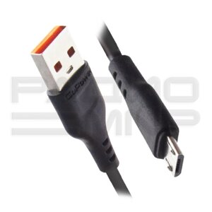 USB кабель для зарядки micro USB 1м, 2,4A, чёрный GP01M "GoPower"