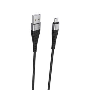 USB кабель для зарядки micro USB "BoroFone" BX32 нейлон, 2.4A, 1м, черный