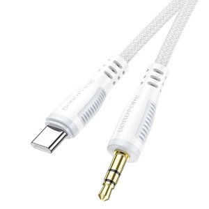 USB кабель шт. Type-C - шт. 3,5мм 1м, тканевый, белый BL14 "Borofone"