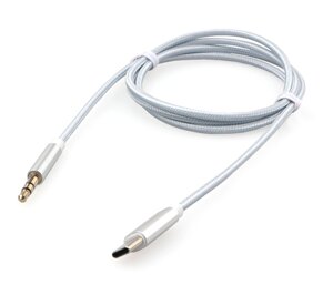 USB кабель шт. Type-C - шт. 3,5мм 1м, тканевый, белый "Cablexpert"