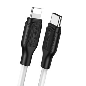 USB кабель шт. Type-C - шт. Lightning 1м, 3A, нейлон BX42 "Borofone", белый