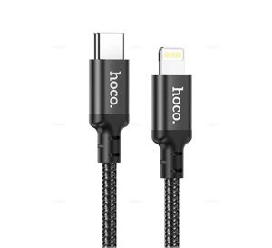 USB кабель шт. Type-C - шт. Lightning 2м, 4A, 20W, нейлон X14 "Hoco", черный