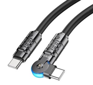 USB кабель шт. Type-C - шт. Type-C 1,2м, 3,0A 60W, поворотный коннектор, чёрный U118 Hoco