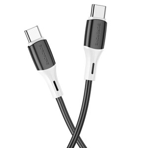 USB кабель шт. Type-C - шт. Type-C 1м, 3,0A 60W силиконовый, чёрный BX79 Borofone