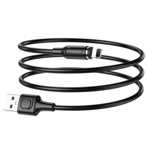 USB кабель шт. USB (A) - шт. Lightning 1,0м, 2,4А магнитный, чёрный BX41 "BoroFone"