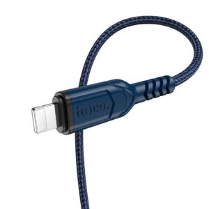 USB кабель шт. USB (A) - шт. Lightning 1,0м, 2,4A нейлон, синий X59 "Hoco"