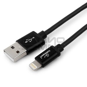 USB кабель шт. USB (A) - шт. Lightning 1,0м черный, блистер серия Silver "Cablexpert"