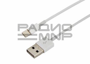 USB кабель шт. USB (A) - шт. Lightning с оригинальным чипом MFI, белый 1м "Rexant"