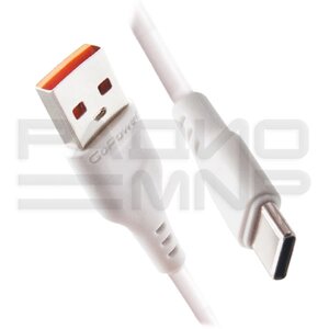 USB кабель шт. USB (A) - шт. Type-C 1м, 2,4A, белый GP01T "GoPower"