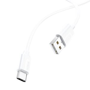 USB кабель шт. USB (A) - шт. Type-C "Borofone" BX55, 3,0А, 1.0м, белый