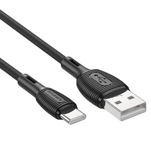USB кабель шт. USB (A) - шт. Type-C "Borofone" BX86, 3,0А, 1.0м, чёрный