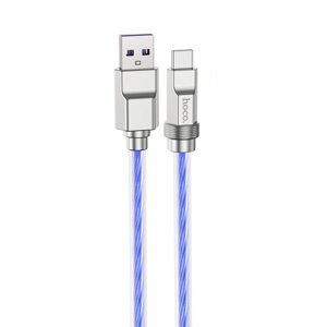 USB кабель шт. USB (A) - шт. Type-C Hoco U113 1,0м, 6A, PD 100W, с подсветкой, синий