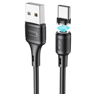 USB кабель шт. USB (A) - шт. Type-C "Hoco" X52 (резиновый, магнитный , поворотный) 3.0A, 1м, чёрный