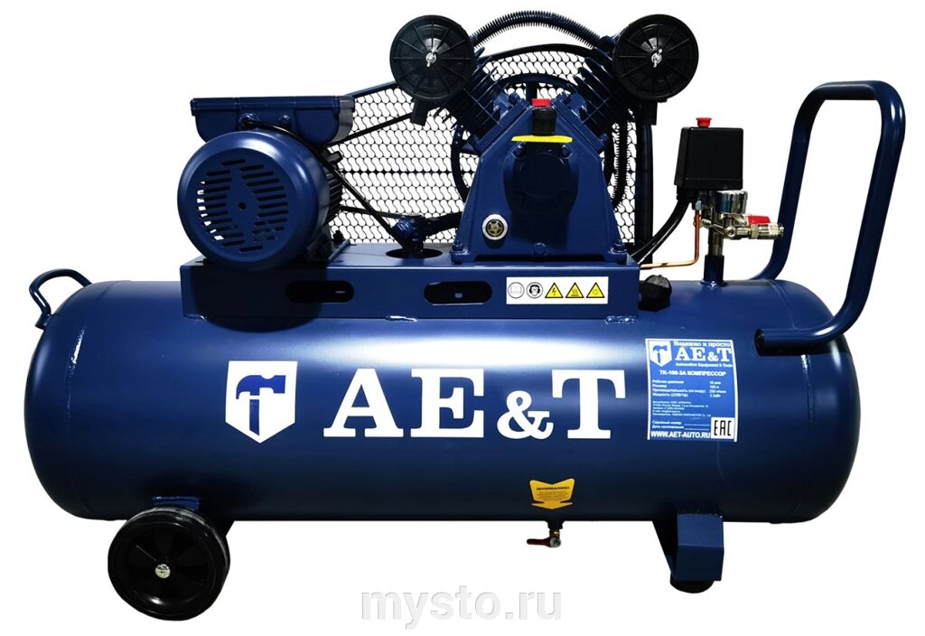 Ae&T Поршневой компрессор AE&T TK-100-3A, ременной привод, масляный, 290 л/мин, 220В от компании Оборудование для автосервиса и АЗС "Т-ind" доставка в регионы - фото 1