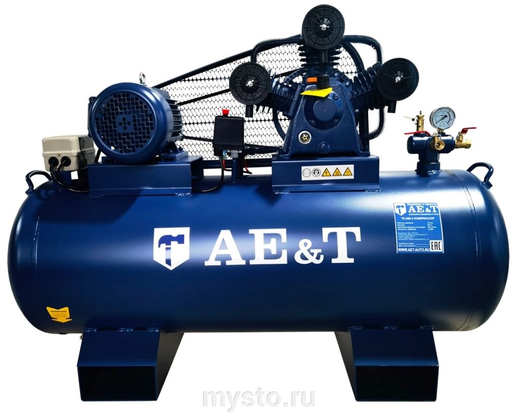 Ae&T Поршневой компрессор AE&T TK-200-4, ременной привод, масляный, 440 л/мин, 380В от компании Оборудование для автосервиса и АЗС "Т-ind" доставка в регионы - фото 1