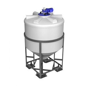 Емкость для топлива и воды конусообразная ЭкоПром ФМ 1000л, в обрешетке, с лопастной мешалкой