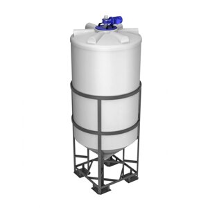 Емкость для топлива и воды конусообразная ЭкоПром ФМ 2000л, в обрешетке, с пищевой лопастной мешалкой