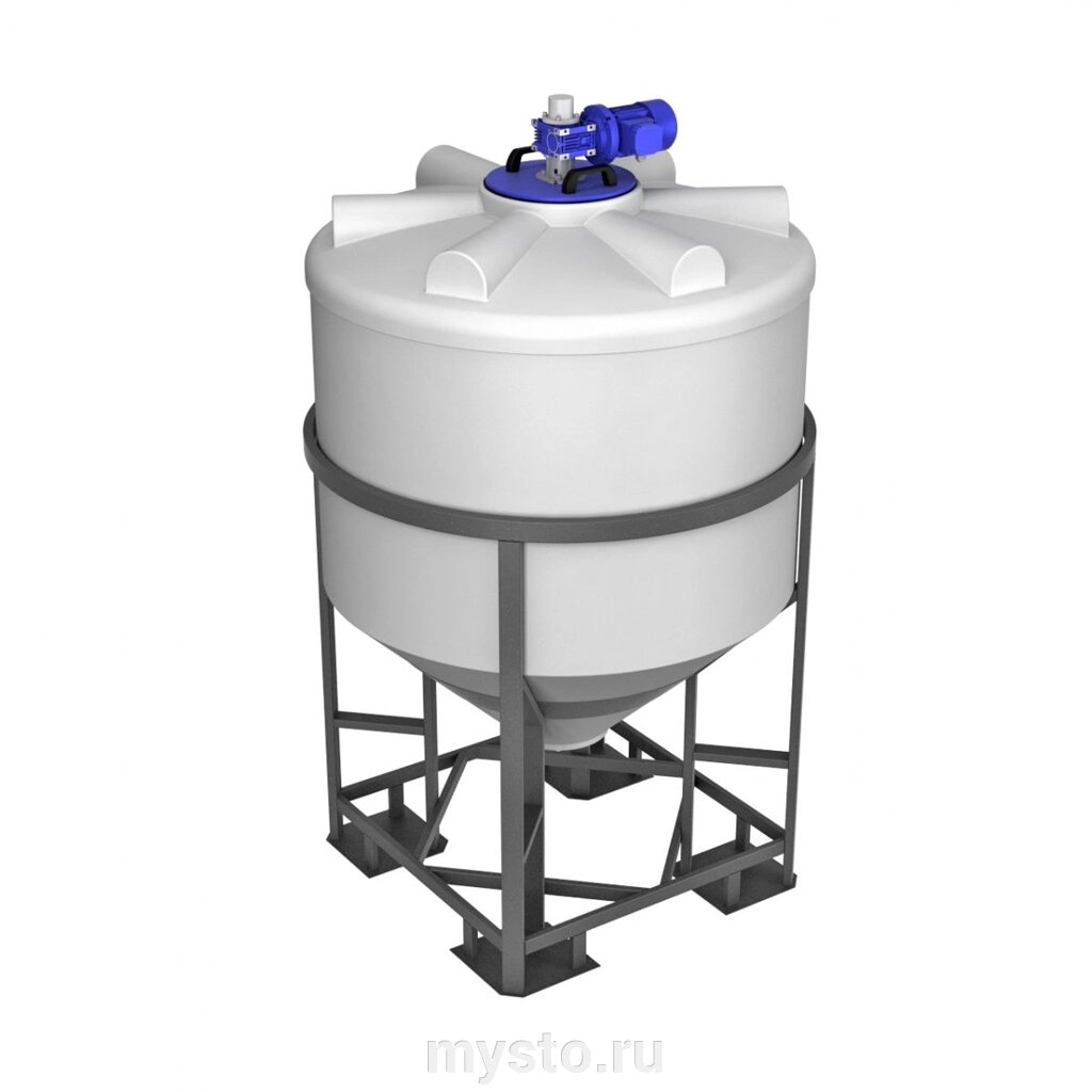 Емкость конусообразная ЭкоПром ФМ 1000, в обрешетке, с лопастной мешалкой, 1000 литров от компании Оборудование для автосервиса и АЗС "Т-ind" доставка в регионы - фото 1