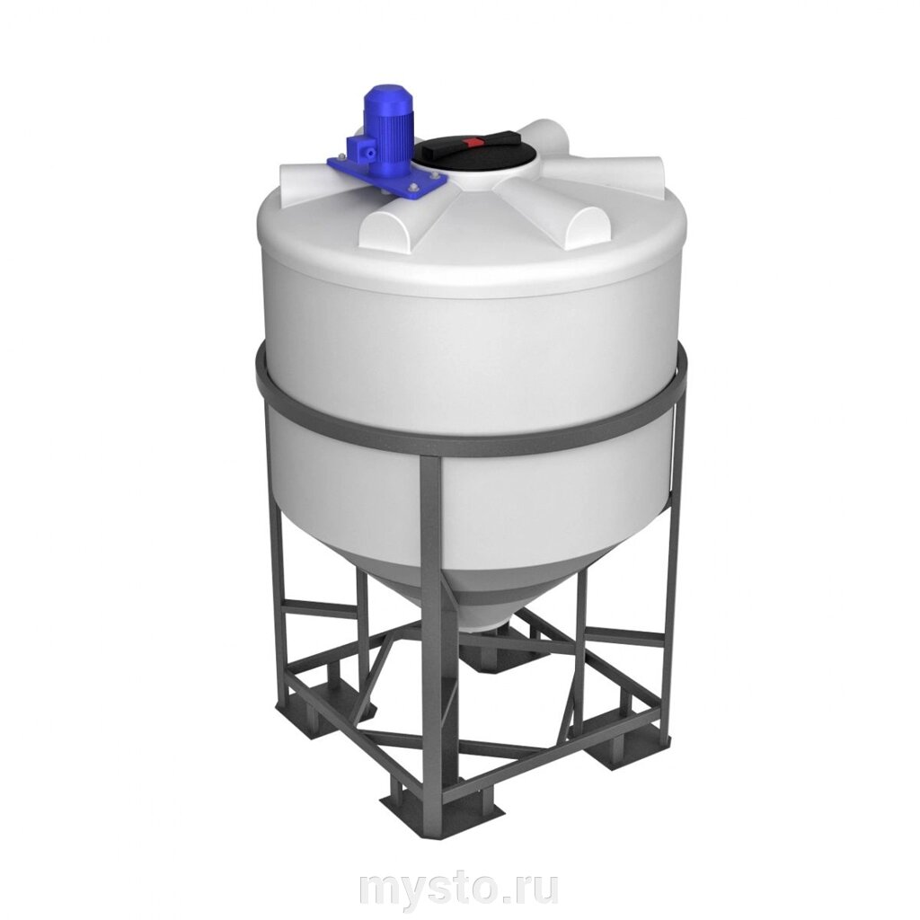 Емкость конусообразная ЭкоПром ФМ 1000, в обрешетке, с турбинной мешалкой, 1000 литров от компании Оборудование для автосервиса и АЗС "Т-ind" доставка в регионы - фото 1