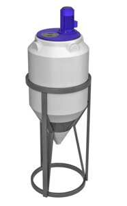 Емкость конусообразная ЭкоПром ФМ 120, в обрешетке, с пропеллерной мешалкой, 120 литров