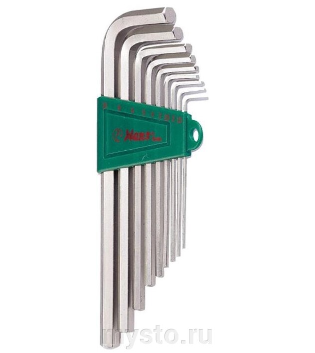 Ключи шестигранные Г-образные длинные набор Hans 16762-9M, 1-10мм, 9 шт. от компании Оборудование для автосервиса и АЗС "Т-ind" доставка в регионы - фото 1