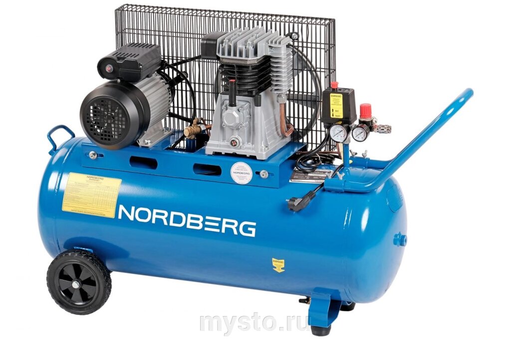 Nordberg Поршневой компрессор NORDBERG NCE100/390, ременной привод, масляный, 390 л/мин, 220В от компании Оборудование для автосервиса и АЗС "Т-ind" доставка в регионы - фото 1