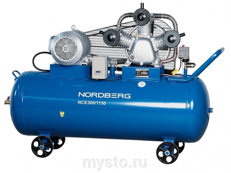 Nordberg Поршневой компрессор NORDBERG NCE300/1150, ременной привод, масляный, 1150 л/мин, 380В от компании Оборудование для автосервиса и АЗС "Т-ind" доставка в регионы - фото 1