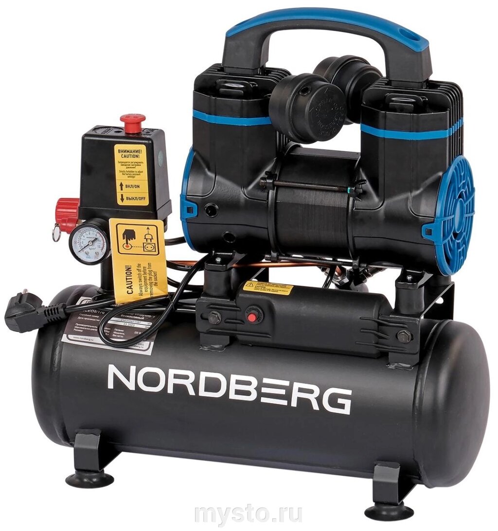 Nordberg Поршневой компрессор NORDBERG NCEO8/170, ременной привод, безмасляный, 170 л/мин, 220В от компании Оборудование для автосервиса и АЗС "Т-ind" доставка в регионы - фото 1