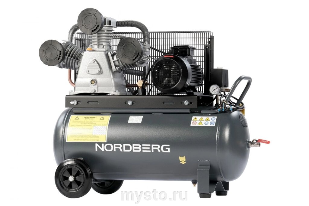 Nordberg Поршневой компрессор NORDBERG NCP100/950, ременной привод, масляный, 950 л/мин, 380В от компании Оборудование для автосервиса и АЗС "Т-ind" доставка в регионы - фото 1