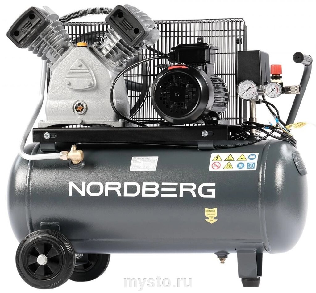 Nordberg Поршневой компрессор NORDBERG NCP50/420, ременной привод, масляный, 420 л/мин, 380В от компании Оборудование для автосервиса и АЗС "Т-ind" доставка в регионы - фото 1