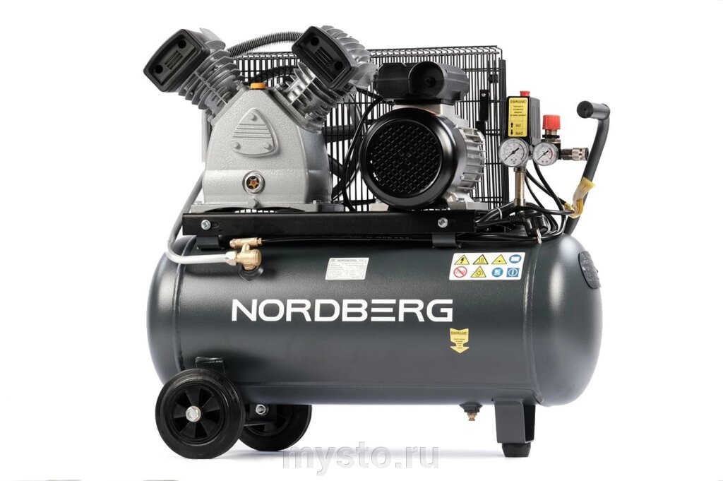 Nordberg Поршневой компрессор NORDBERG NCP50/420A, ременной привод, масляный, 420 л/мин, 220В от компании Оборудование для автосервиса и АЗС "Т-ind" доставка в регионы - фото 1